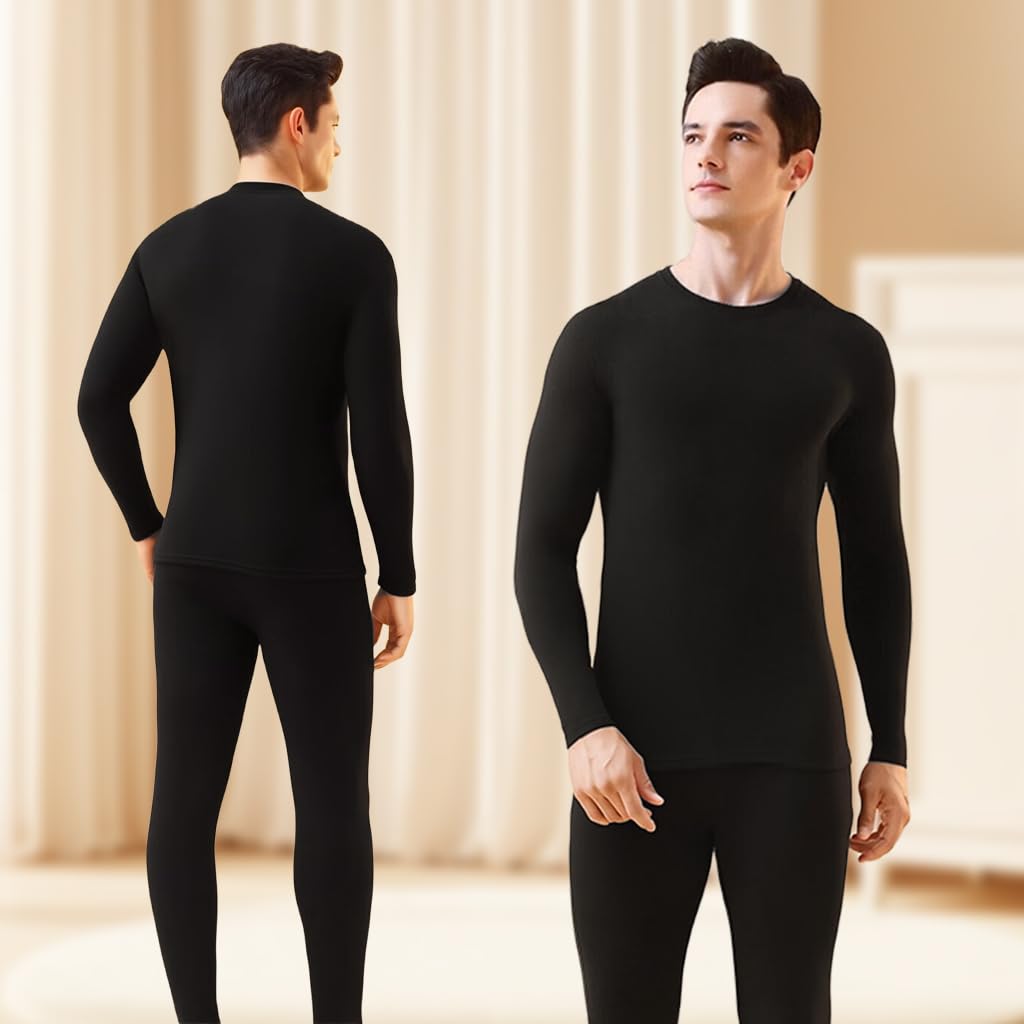 SANNIDHI Thermal Underwear for Men with Fleece Lined 2PCS Set | Moisture Wicking Base Layer