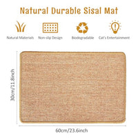 Qpets® Cat Scratcher Mat 30 x 60 cm Sisal Hemp Cat Scratcher Mat Anti-Slip Cat Scratcher Floor Pad Cat Bed Liner Durable Sisal Hemp Cat Scratcher Mat Sofa Protection