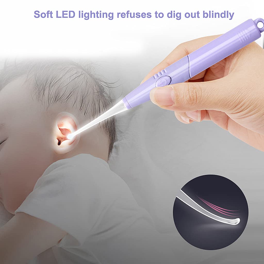 MAYCREATE Ear Cleaner Kit 3 pcs with LED Light and Metal Storage Box for Adults and Kids | Includes Earwax Spoon Tweezers and Nose Clip