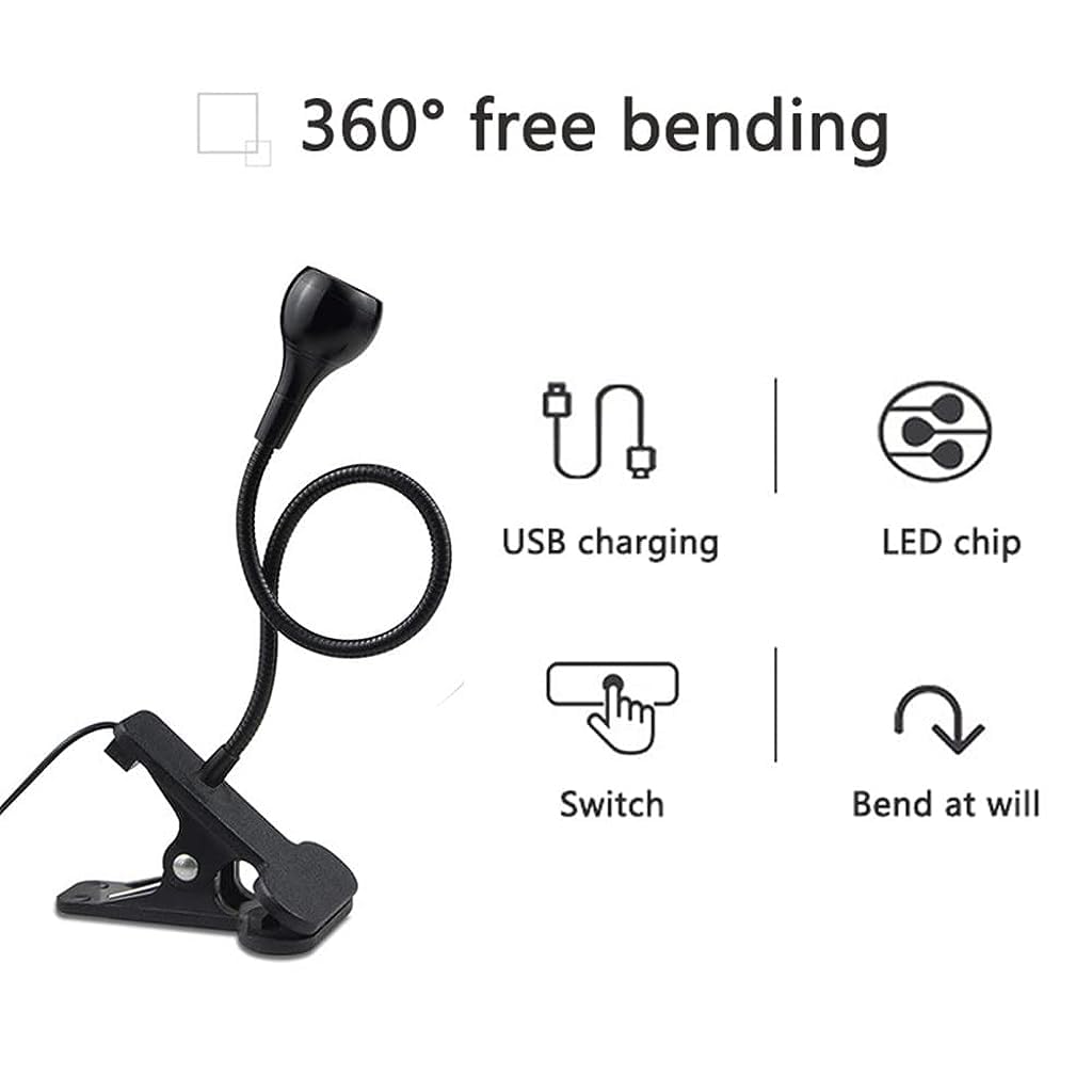 ELEPHANTBOAT LED Desk Lamp for Reading and Working with 11.8 in Flexible Gooseneck | USB Clip Light