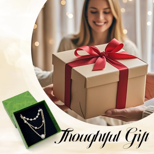 SANNIDHI® Pearl Necklace for Women 3PCS Gold Layered Pearls Choker Necklaces Jewelry Set Gifts