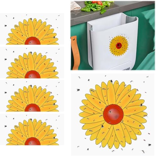 HASTHIP® 20 Sheet Window Fly Trap Sticker Sunflower Bug Trap Sticky Fly Trap Decorative Fly Trap Kitchen Fly Fruit Trap Sticker Self-adhesive Fly Trap for Wall, Desk, Window, 3.94''x3.94''