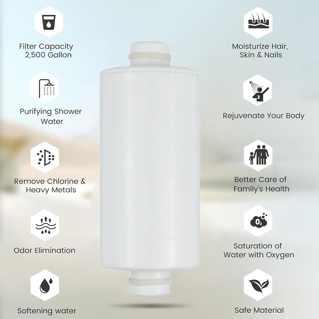 HASTHIP Shower Water Filter Cartridge 20 Stage for Skin and Hair with Universal Fit | Removes Chlorine and Heavy Metals