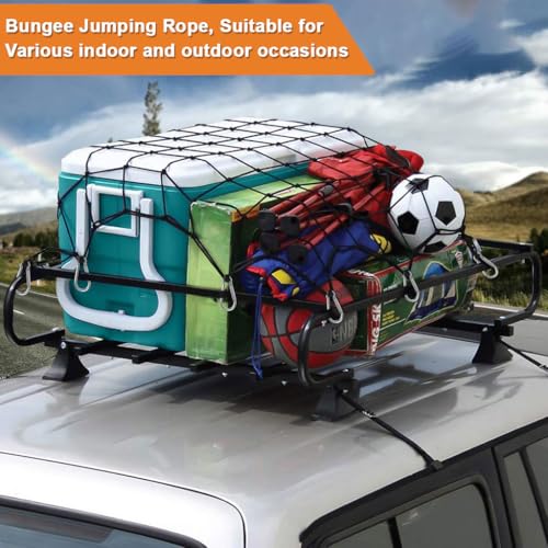 STHIRA® 3.3ft Ultra Elastic Nylon Bungee Cords with Dual-End Metal Hooks, Heavy-Duty Stretch Straps for Luggage, Camping, Cargo & Outdoor Use, Pack of 2