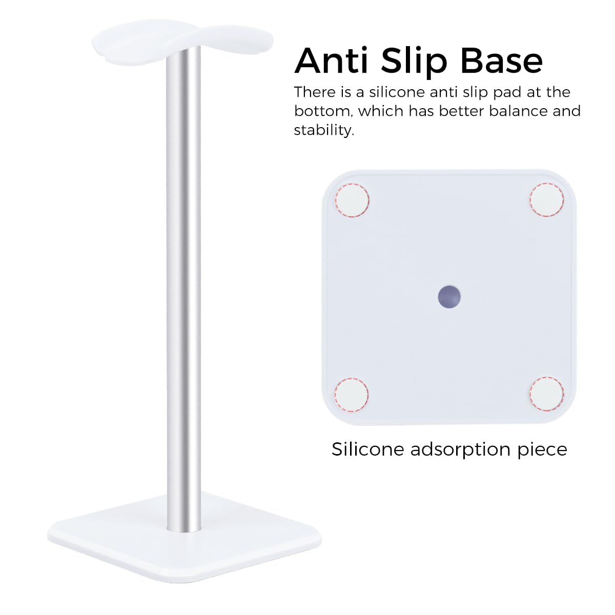 ZORBES Headphone Stand for Desktop Gaming with 8.86 in Height and Anti Slip Base | White Aluminum Holder