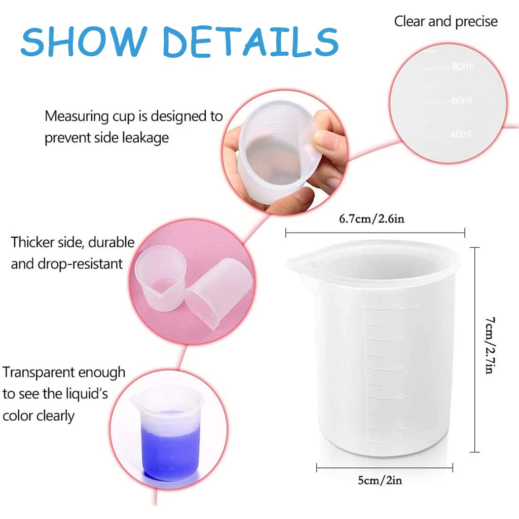 HASTHIP Silicone Resin Measuring Cups Kit for DIY Crafts with 29 pcs tools set | reusable heat‑resistant silicone