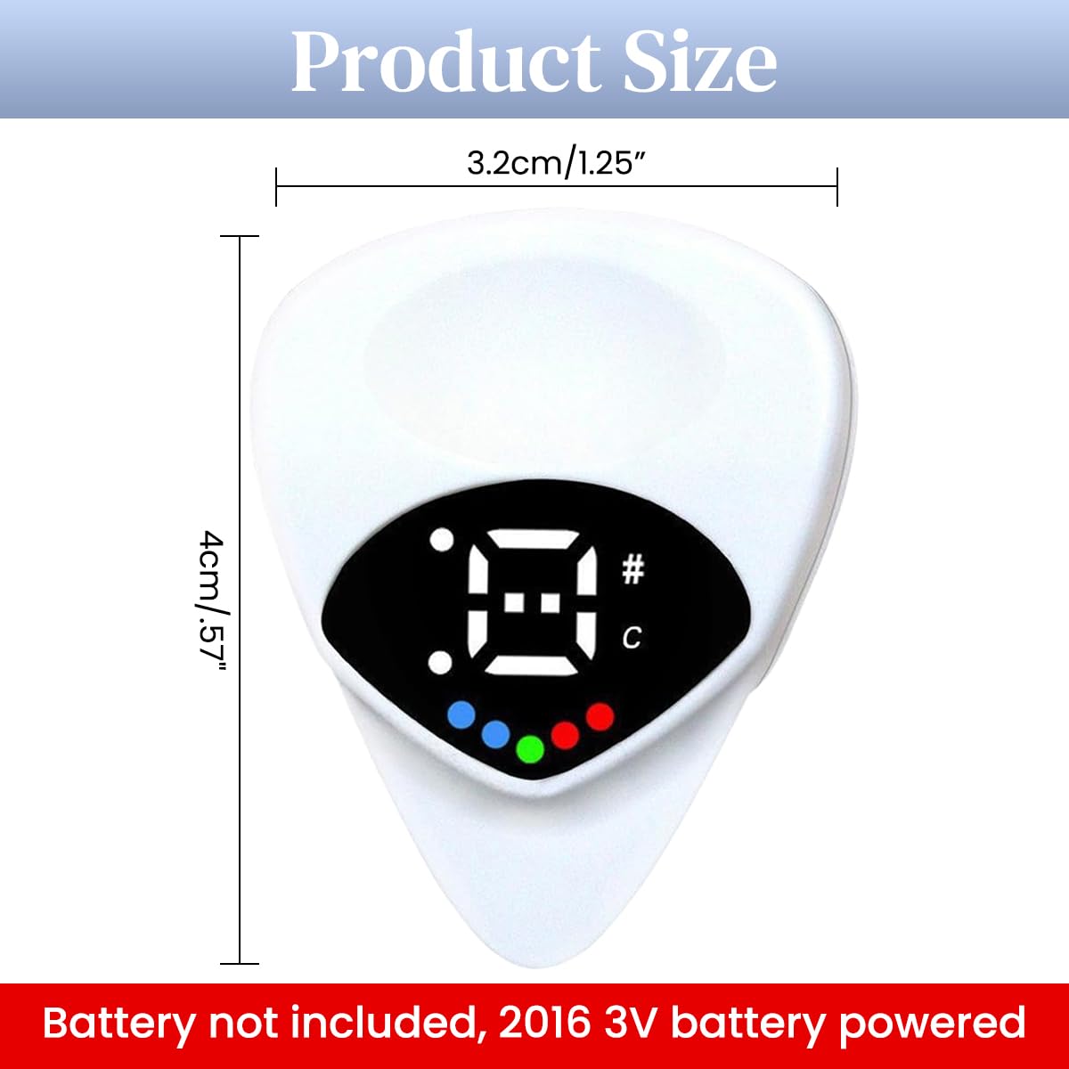 HASTHIP Chromatic Tuner for Guitar featuring 2 in 1 Pick Design and Light Indicator | Universal for String Instruments