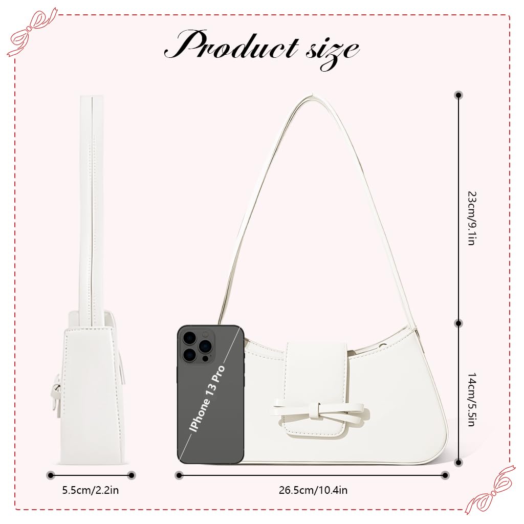 PALAY Shoulder Bag for Women featuring Bow Charm and Snap & Zipper Closure | 27x14cm Patent Leather