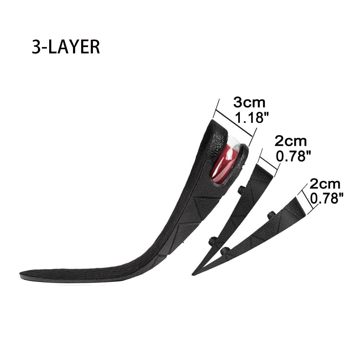 ZIBUYU® Shoes Insole Height Increase 3 Layer 6cm Cuttable PVC Height Increasing Insoles for Women and Men Height Increase Insole Suitable for Shoe Size (5.5-10.5)