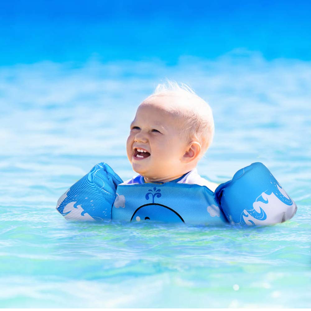 ZIBUYU Swimming Arm Bands for Kids 22–55 lbs with Quick Release Buckle and Soft PE Foam | Blue Safety Float Vest