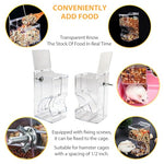 Qpets® Hamster Food Feeder Transparent Acrylic Hamster Food Feeder for Cage with Screw Kits 300ml Pet Feeder Pet Food Bin Automatic Food Feeder for Hamsters, Guinea Pig, Ferrets, Hamsters, Hedgehogs