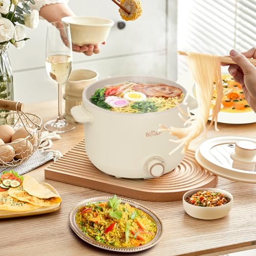 Bar® Electric Kettle for Cooking with Steamer 2.5L Electric Cooker Non-Stick Electric Rice Cooker Adjustable 800W Power Multifunctional Cooker for Frying, Steaming, Boiling