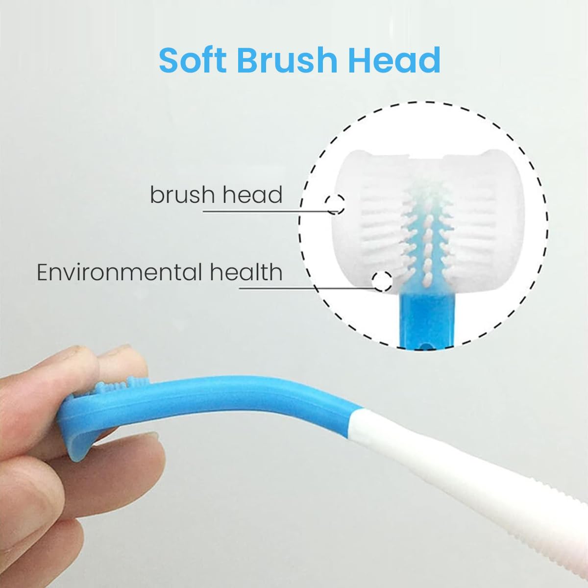 SNOWIE SOFT® 2Pcs Baby Teethbrush 2 in 1 Oral Cleaning Brush Tongue Brush Dual Head Silicone Gum Brush U Shape Gum Massager BPA Free Silicone Oral Cleaning Brush for Baby 6-24 Months