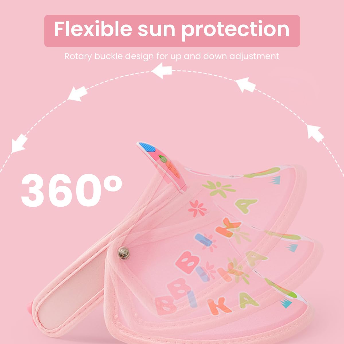 Venzina Sun Hat for Kids with Elastic Band and Flexible Wide Brim | UV Protection Pink