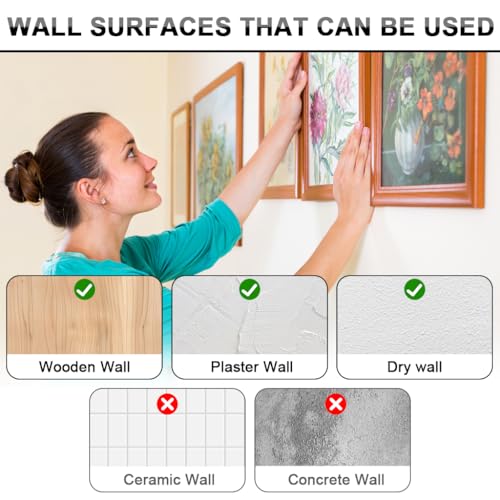 HASTHIP® 251Pcs Picture Frame Hanging Kit with Screwdriver, 50 Pcs Metal Hangers, 50 Pcs Saw-Tooth Strips 150 Pcs M4 Screws for Wall Mounting Artworks, Photos, Paintings & Decorative Panels