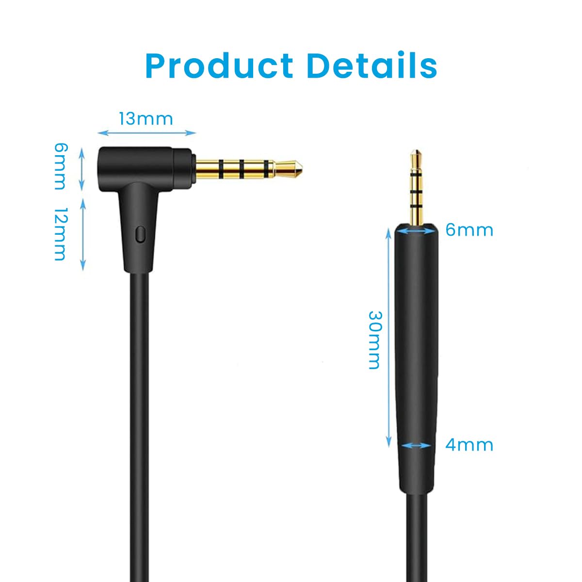 ZORBES® Replacement Audio Cable Cord 3.5mm Audio Cable with Volume Control for QC25, QC35 QC45, QuietComfort 25, QuietComfort 35, OE2, OE2i, On-Ear 2