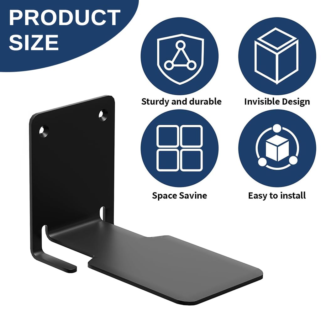 HASTHIP Invisible Wall Book Shelf for Stylish Storage with Screw Mounted Design | 2Pcs Black Metal