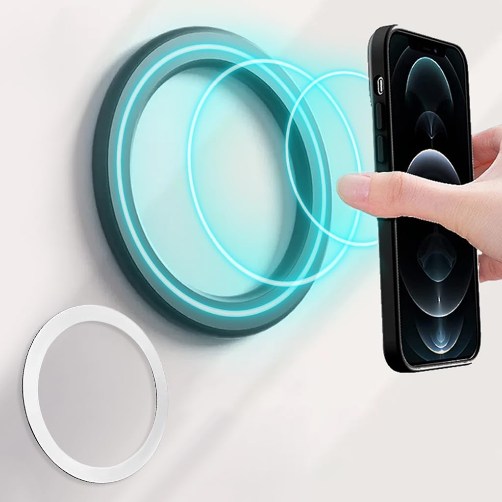 ZORBES for MagSafe Ring Wall Mount Magnetic Mobile Ring Holder for iPhone 15/14/13/ 12 Pro Max Plus with Mag-Safe Case Slim Adhensive Magnetic Phone Ring Holder Magnetic Phone Grip Holder Phone Ring