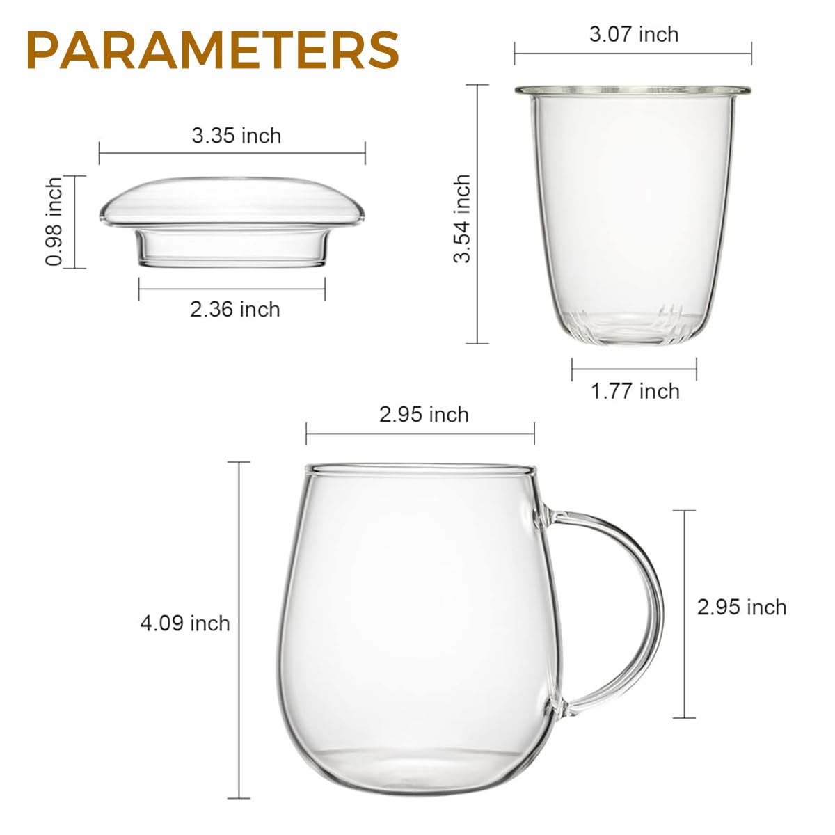 Supvox Glass Tea Cup for Loose Tea featuring Detachable Infuser and Lid Tray 17oz Borosilicate