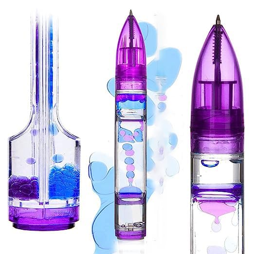 PATPAT Ballpoint Pen for Kids with Liquid Motion Bubbler and Smooth Blue Ink | Stress Relief Toy