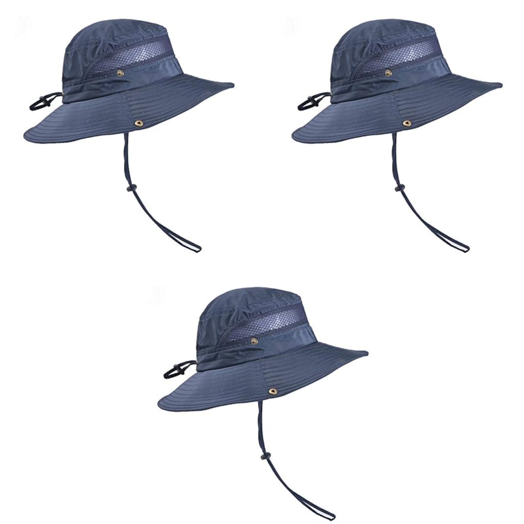 GUSTAVE Mens Bucket Hat for Summer with Adjustable Drawstring and Mesh Vent | 3 PCS