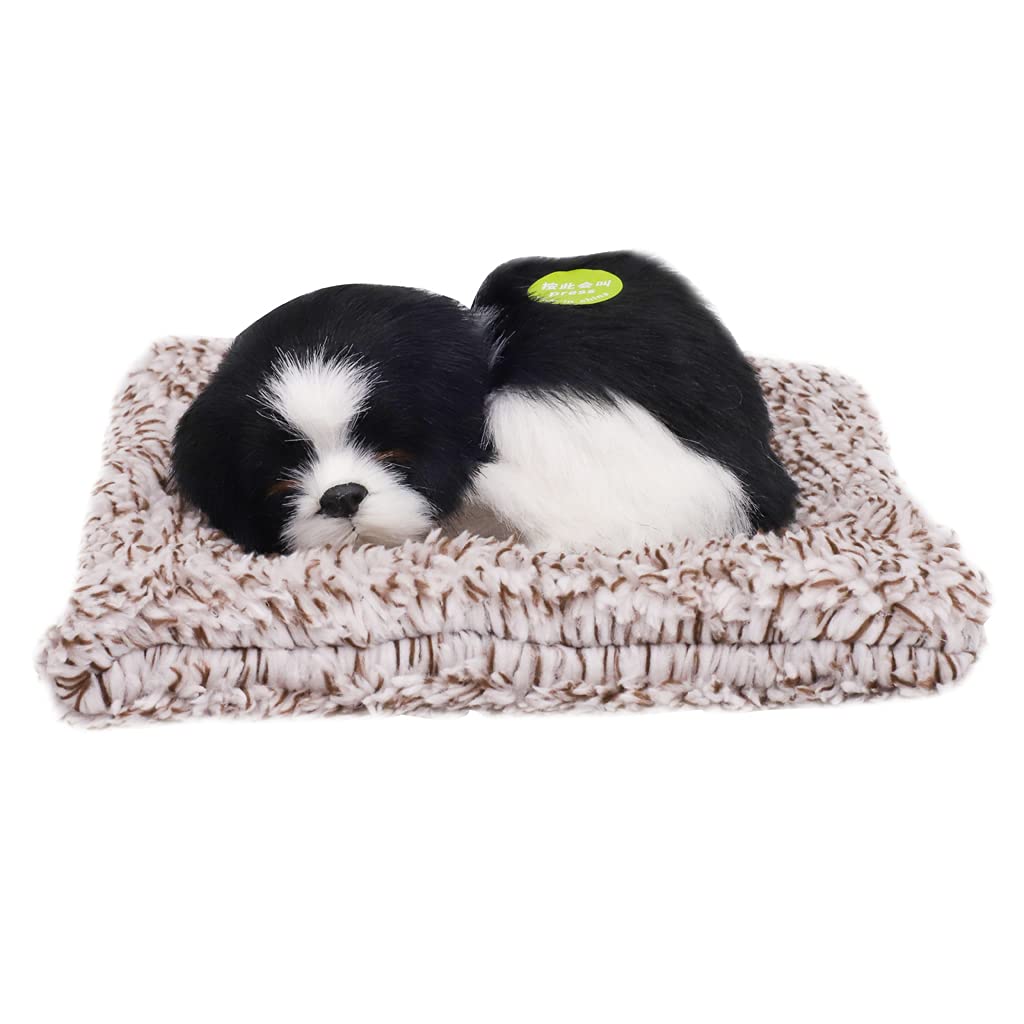 PATPAT Cute Simulation Sleeping Puppy Dog, Car Soft Toys, Doll Toy with Sound with Bamboo Charcoal Particles, Purify The Air, Kid Toy, Bamboo Charcoal for Vehicle (Black)