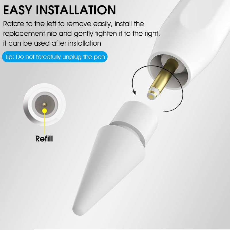 Zeitel Replacement Tips for Apple Pencil 1st and 2nd Gen with Smooth Precise Nibs | 4 Pack
