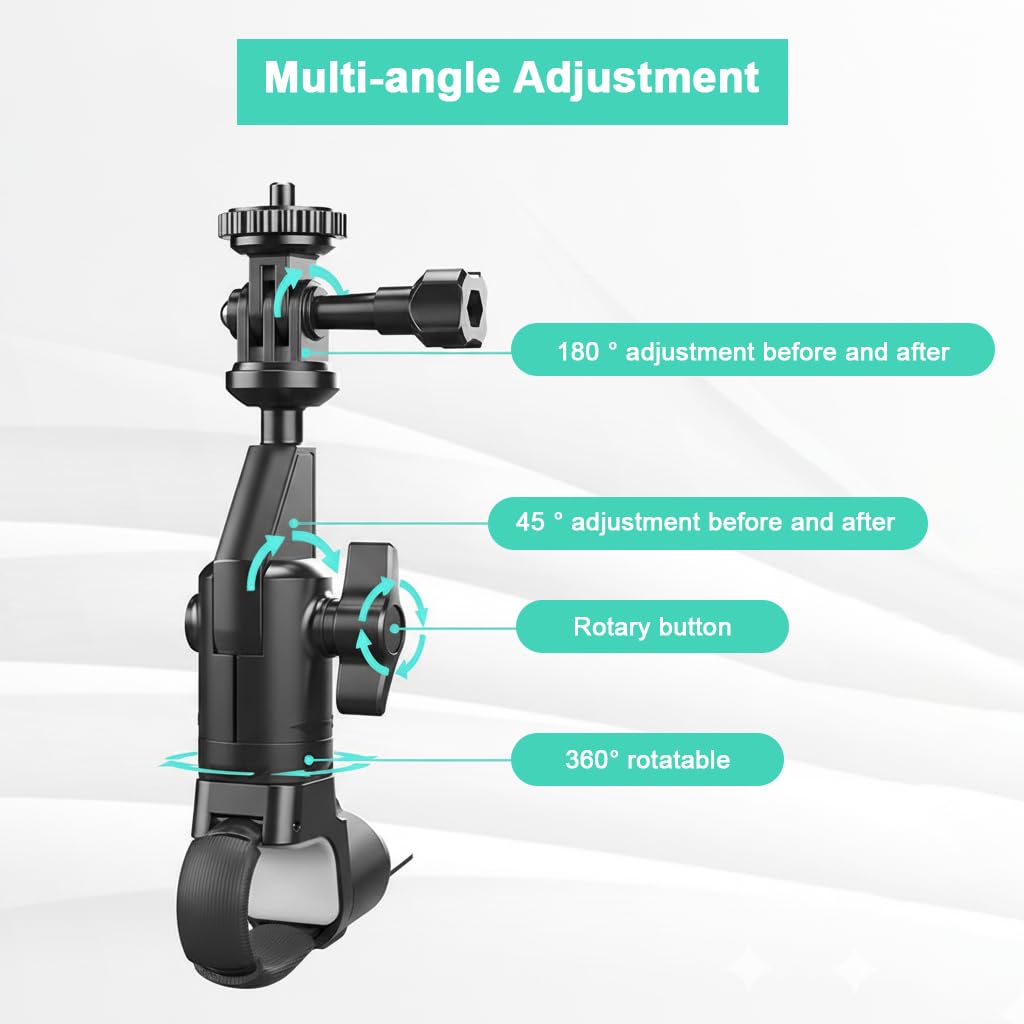 STHIRA Action Camera Motorcycle Mount with 1/4 inch Thread for Handlebar Use | Adjustable 360° Clamp Bracket for GoPro and Insta360