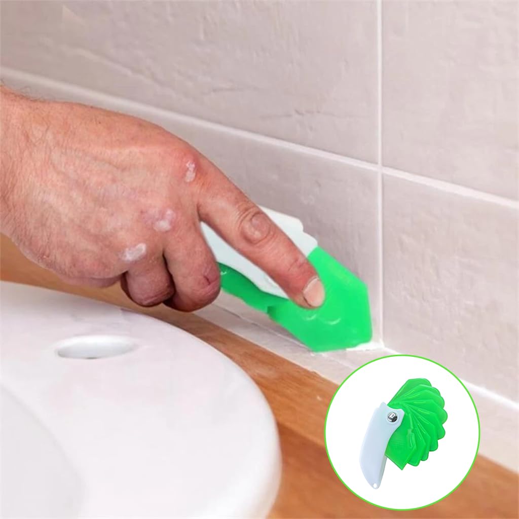 Serplex Caulking Tool Kit for Bathroom Kitchen and Window Sealing with 9-in-1 Scraper Tips | Foldable Handle Reusable PP Set