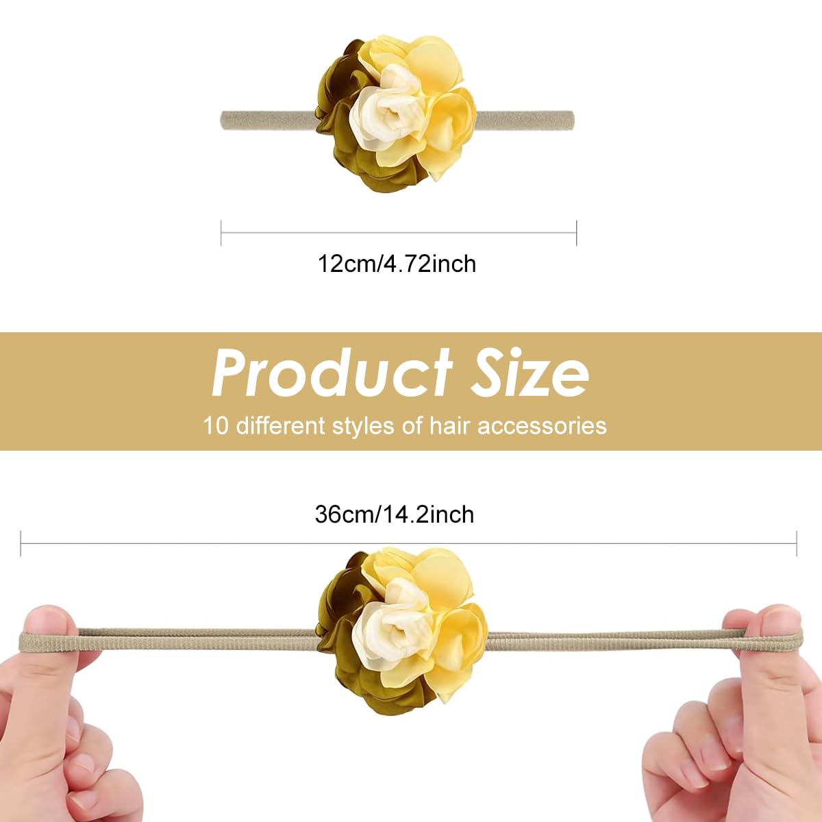 SNOWIE SOFT Hairbands for Baby Girls with Stretchy Elastic Fit 10pcs Floral Set | Ideal Shower Gift