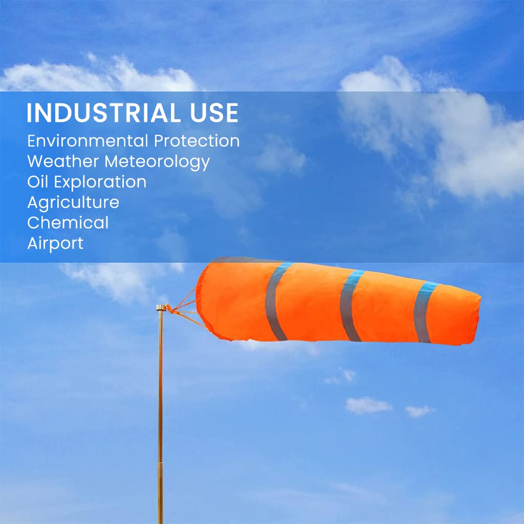HASTHIP Airport Wind Sock for Outdoor Wind Direction Measurement with Reflective Straps and 30 in Length | Bright Orange Waterproof Nylon Design