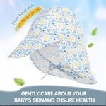 SNOWIE SOFT® Baby Sun Hat for Kids Floral Print Beach Hat for Baby with Neck Flap, Summer UPF 50+ Sun Protection Baby Cap with Adjustable Chin Strap, Windproof Baby Caps 1-3 Years Baby Shower Gifts