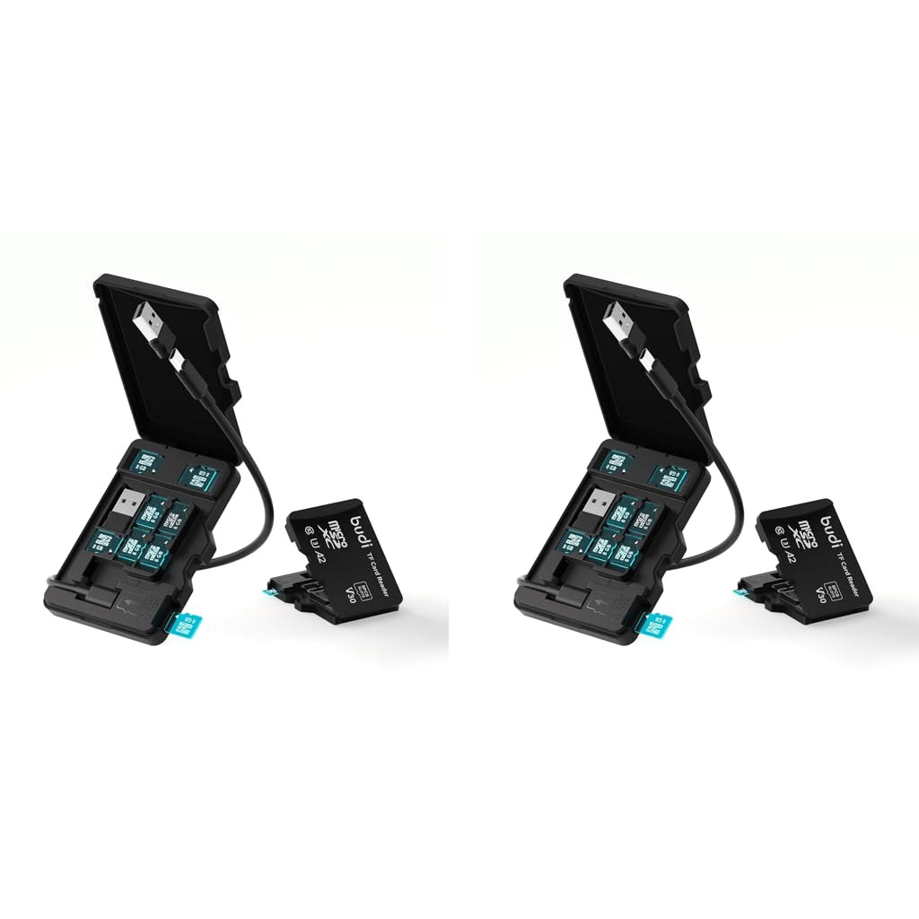 Verilux USB C Micro SD Memory Card Reader with 8 Slots and Flip Up Lid | Universal for Phone Laptop PC 2PCS