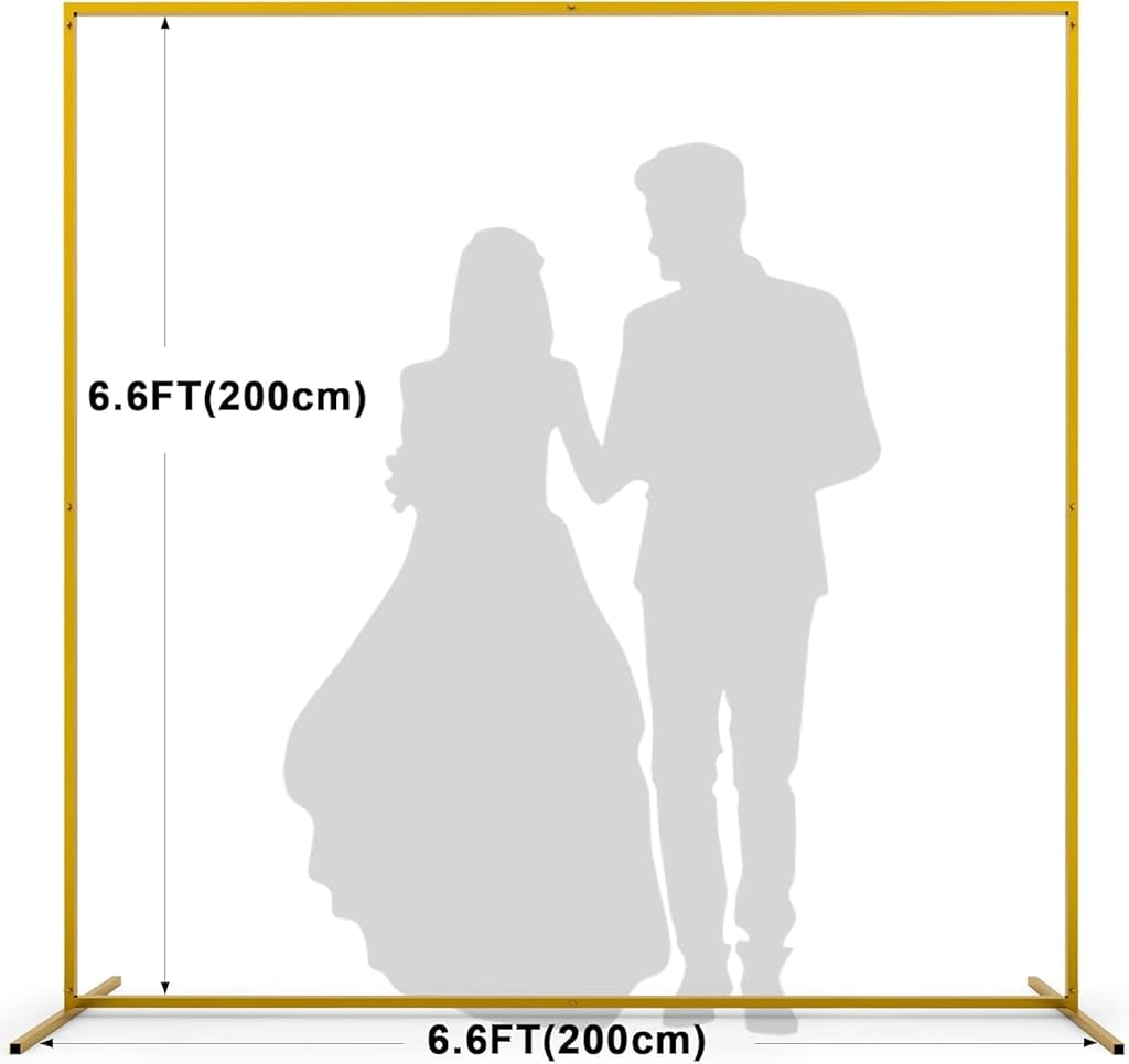 HASTHIP 200cm Wedding Arch Backdrop Stand - Metal Square Backdrop Stand Decoration - Gold Wedding Arches Stand - Square Balloon Arch Stand for Wedding - for Wedding, Birthday, Background Decoration