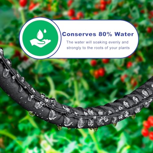 HASTHIP Garden Hose 49.2Ft PVC Soaker Hose with High Density Polyester Webbing Wrap Universal Garden Soaker Hose Penetration Hose Porous Weep Hose for Gardening, Watering Garden Beds, Irrigation