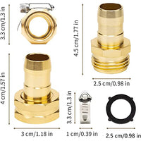 HASTHIP® Garden Hose Repair Pipe Connector with Clamps, Copper Plated Alloy Male Female Connector for Hose Pipe, Fit for 3/4" or 5/8" Garden Hose Fitting (1 Pair)