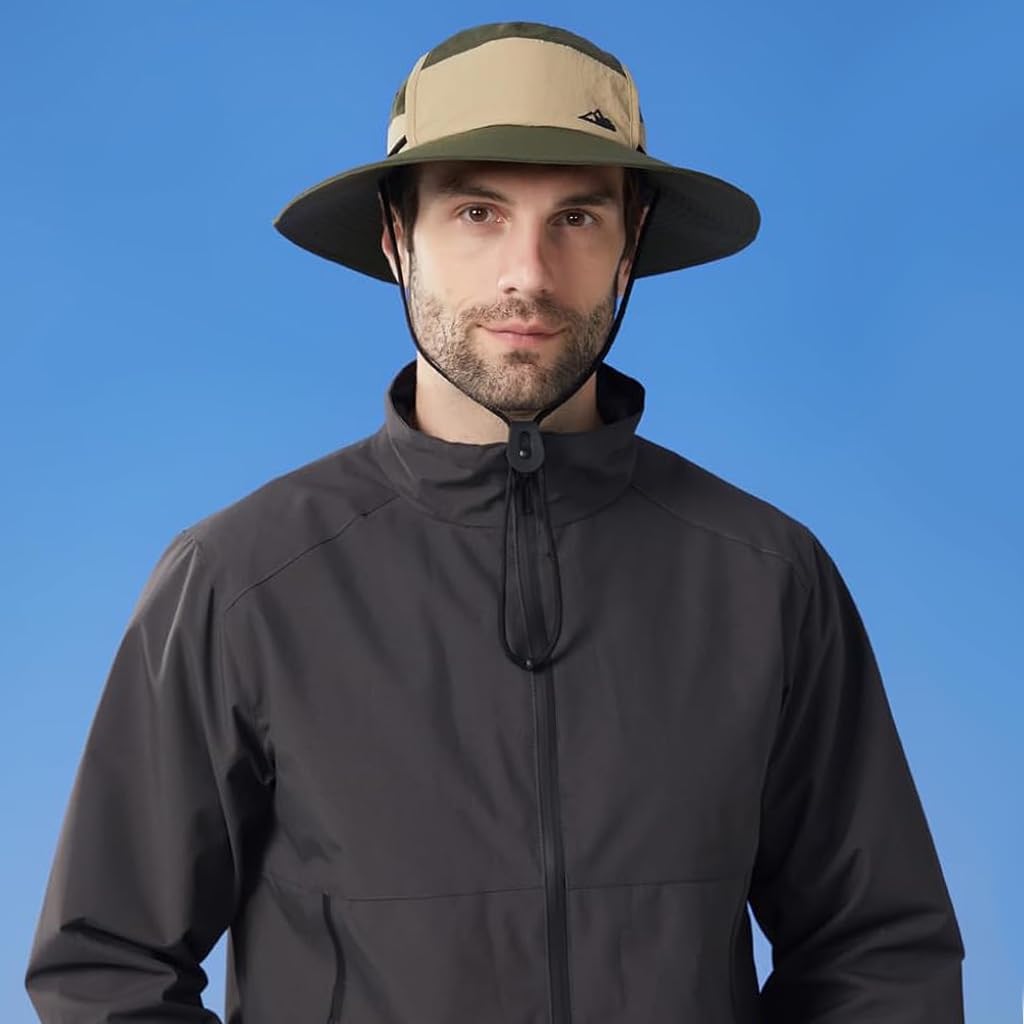 GUSTAVE Sun Hat for Hiking and Gardening with 11 in Neck Flap and Mesh Face Cover | Breathable Cotton UV Protection