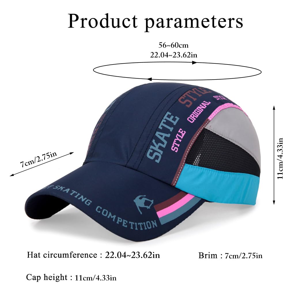 Venzina Sport Cap for Outdoor Activities with Adjustable 56–60 cm Fit and UV Protection | Quick Dry Blue Polyester Hat for Men and Women