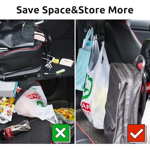 STHIRA® 12PCS Car Headrest Hooks for Backseat Hanging Heavy-Duty Up to 17.6lbs Capacity Easy Install Durable Organizer Perfect Bags Storage Water Bottles More