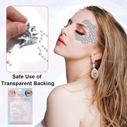 MAYCREATE® Face Gems Rhinestone Face Decoration Jewelry Stickers For Women Girls, Mermaid's Tears Makeup Stickers Artist Temporary Eyes Decor Crystal Face Jewels for Festival, Party, Rave (Red)