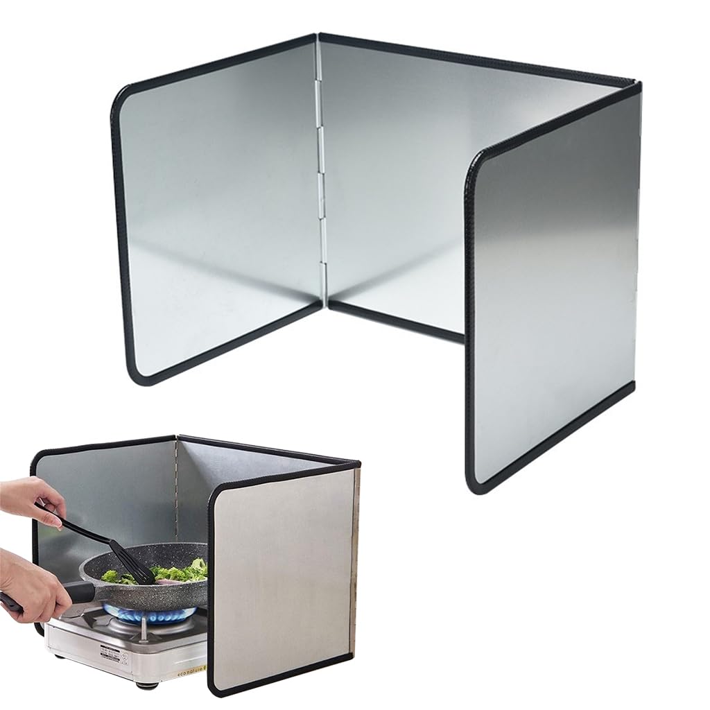 Supvox Kitchen Oil Splash Guard for Single Stove with Triple Fold Design and 38.5x29x30cm Aluminum Foil | Easy Clean Reusable Cooking Shield