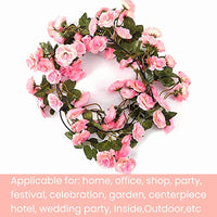 HASTHIP® Artificial Rose Flowers Vine Garland, 1.8m Fake Artificial Flower Hanging Rose Ivy Flowers Garland Ornament for Door, Room, Garden, Wedding Decroation, Pink