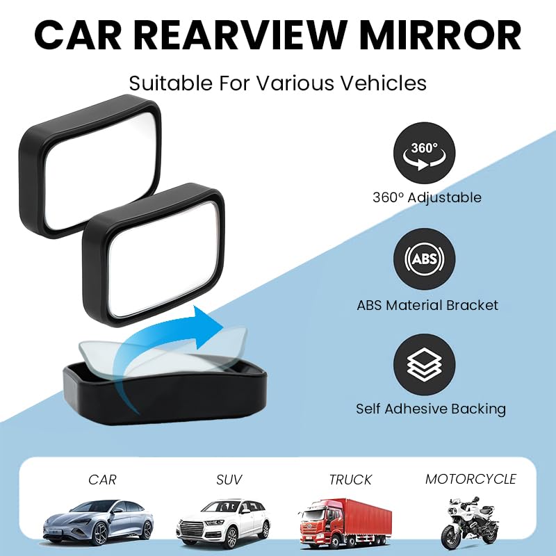 STHIRA Car Rearview Mirror for Safe Passenger Exit featuring HD Convex Lens | 2 Piece Set