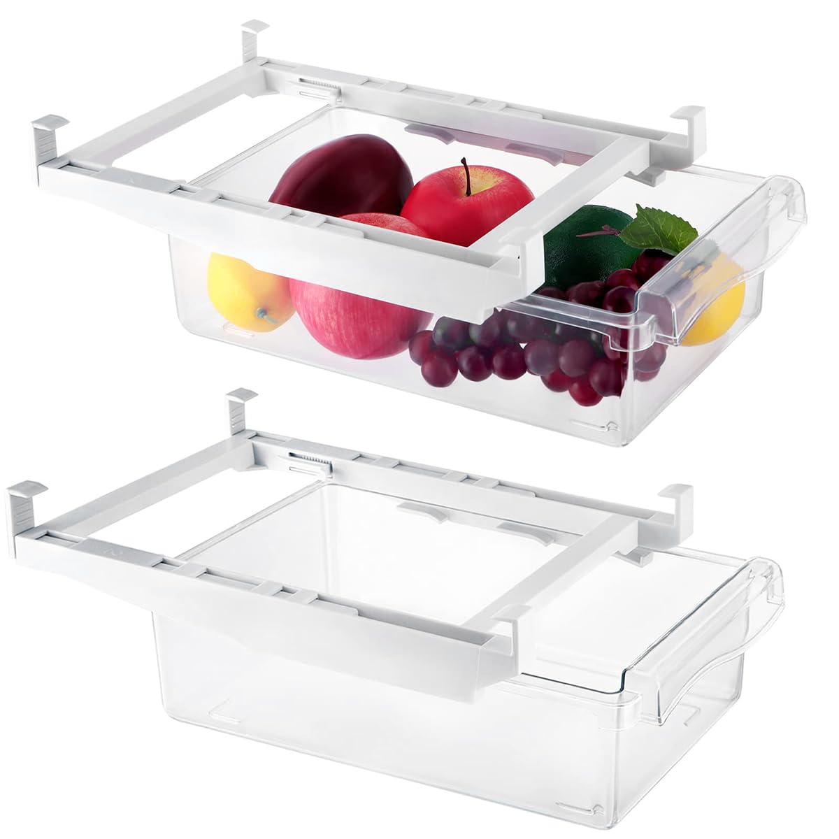 Supvox Fridge Storage Boxes for Vegetables and Eggs with Pull-Out Drawer Design | 2 Pcs BPA-Free PET Containers