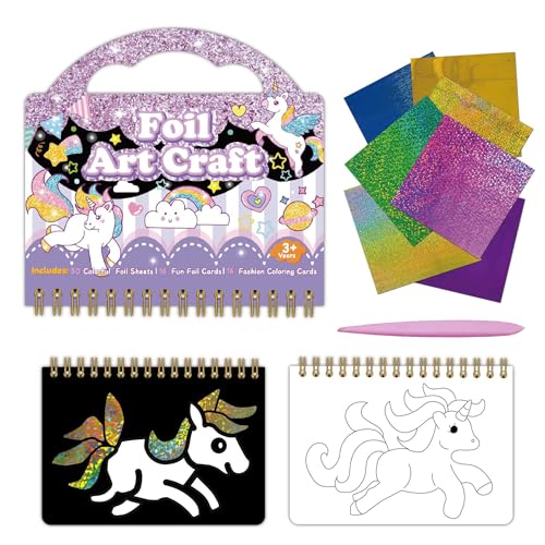 PATPAT® Foil Fun, Arts and Crafts Kit for Kids, Sparkling Foil Art Kit for Kids 4-9 DIY