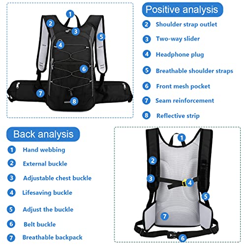 GUSTAVE® Hydration Backpack with 3L Bag for Hiking Cycling Running MTB BPA Free Water Professional for Men Women Kids Trekking and Accessories 3 PCS