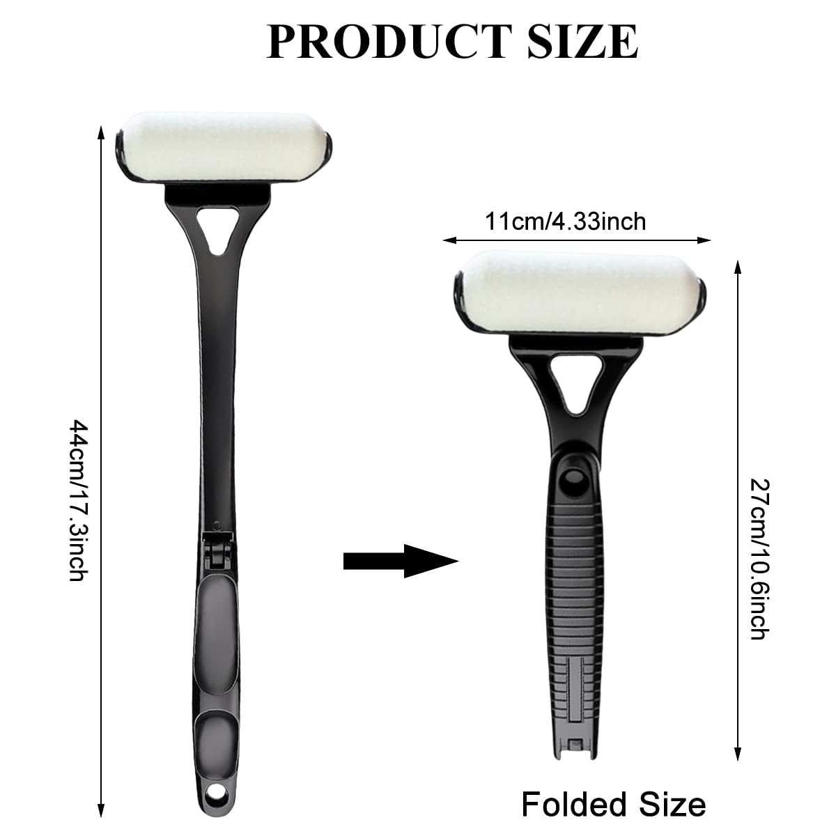 MAYCREATE Lotion Applicator for Back featuring Adjustable Folding Handle up to 17.3 in | Even Sponge Roller for Creams and Oils