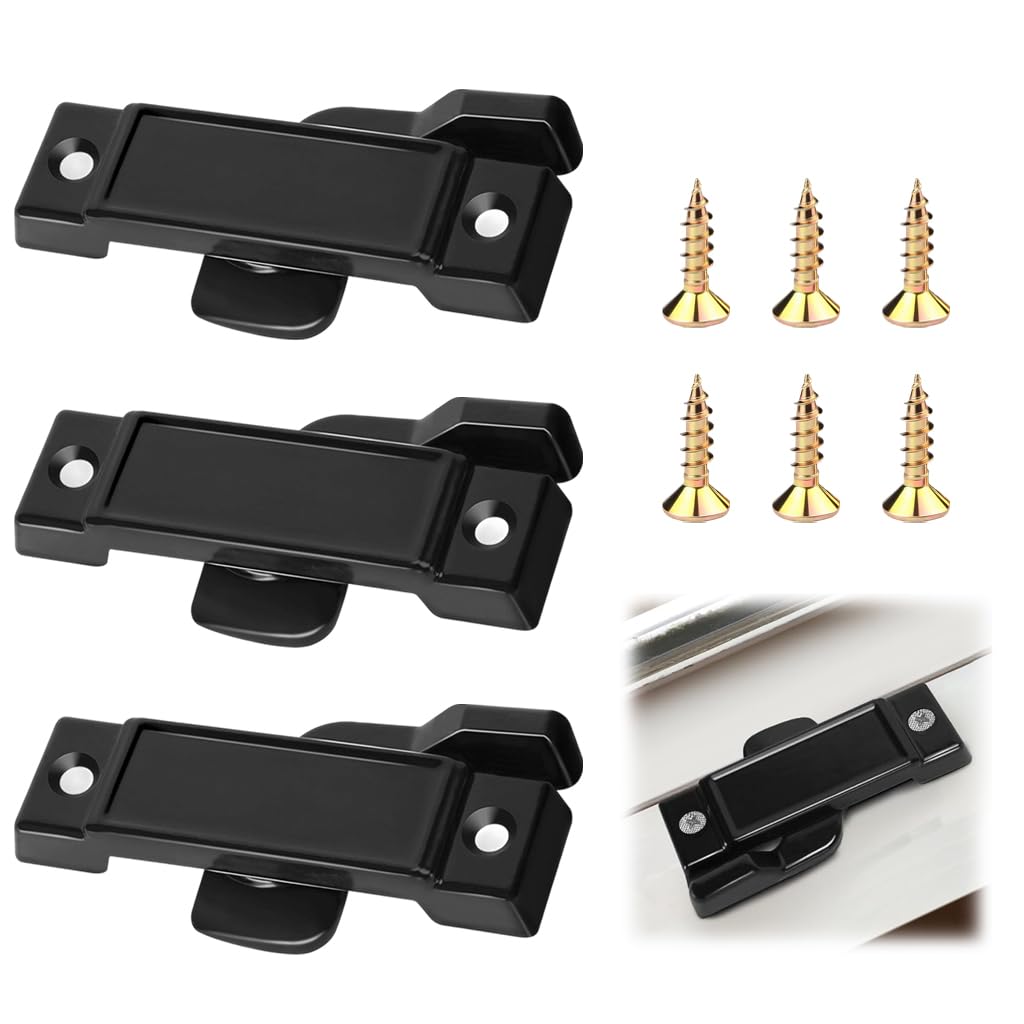 ZIBUYU Sliding Window Locks 3 Pack with Screws for Home Safety featuring Zinc Alloy Build | Child Proof Design