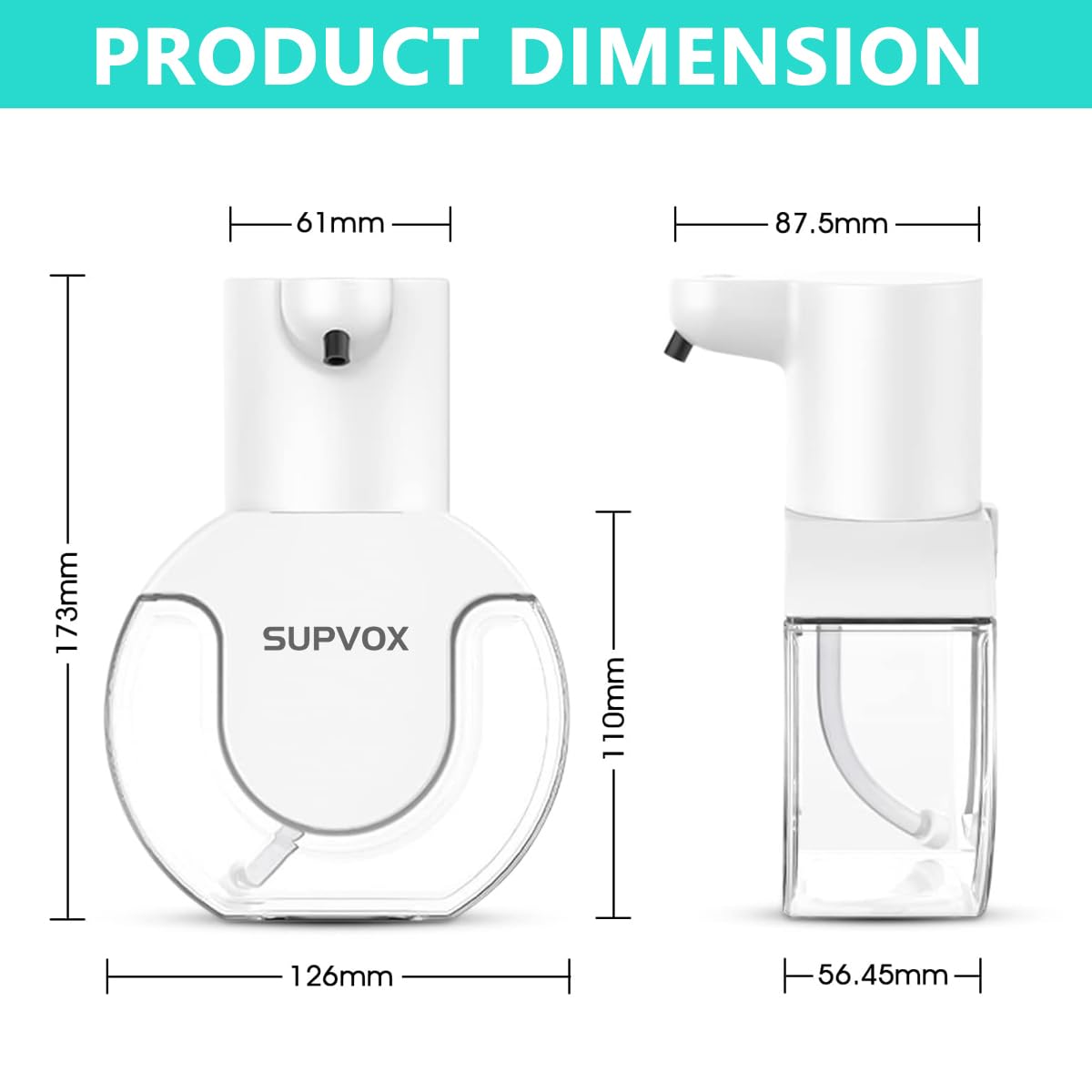 Supvox® Smart Auto Soap Dispenser Soap Foamer Dispenser No-Touch Automatic Soap Dispenser Fine Foam Dispenser 430ml Hand Wash Soap Foamer Handwash Dispenser for Kitchen Bathroom Office Public Area