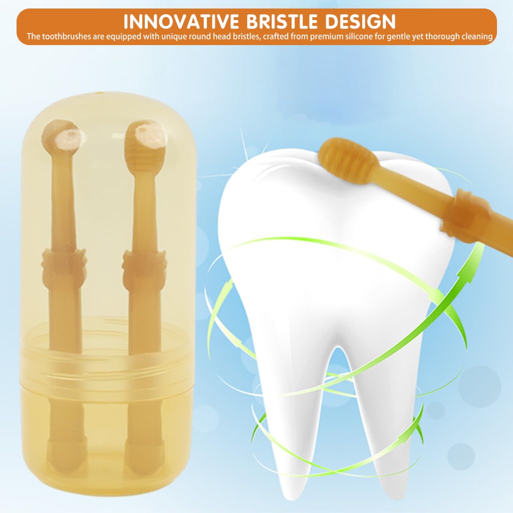 Qpets Dog Toothbrush 2pcs Set for Cats and Dogs with Silicone Bristles and Tongue Scraper | Includes Storage Box for Hygienic Pet Dental Care